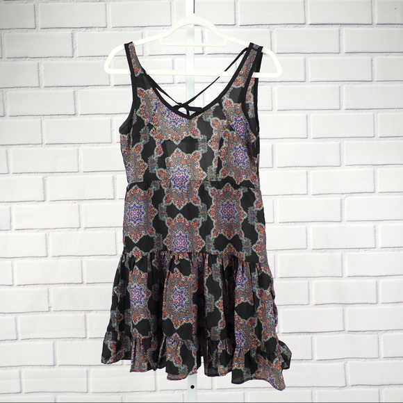 Band of Gypsies XS black kaleidoscope mini dress - Picture 2 of 8